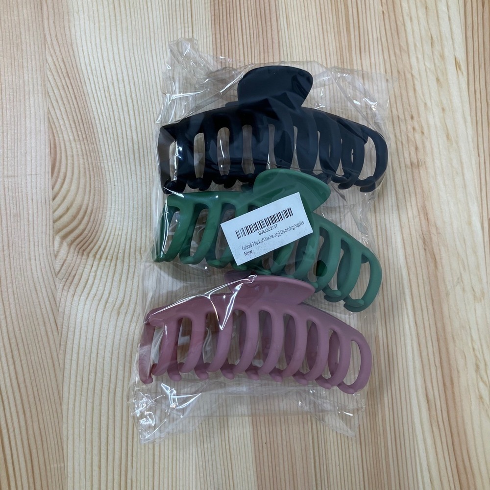 3pc Matte Large Claw Hair Clips Accessories Set Black Dusty Rose Pink Sage Green - Picture 3 of 16